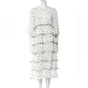 GANNI Polka Dot Print Georgette Midi Dress